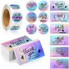 Rainbow laser round square sticker stickers custom thank you gift decoration thank you stickers
