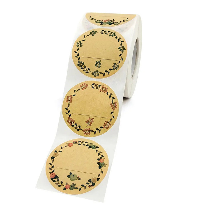 Gift packaging handwritten blessing stickers sealing stickers custom kraft paper flower plant stickers