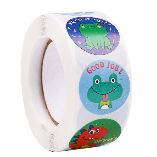 Cartoon animal reward stickers customized colorful round smiley face children's incentive stickers self-adhesive teacher stickers