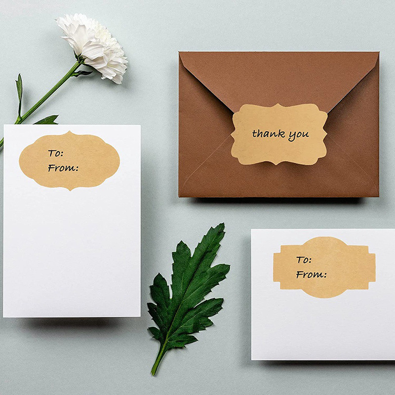 Printable and handwritten kraft paper sealing stickers Brown special-shaped waterproof gift stickers customization