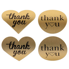 Kraft paper self-adhesive label stickers custom heart-shaped bubble-shaped Thank you colorful packaging sealing stickers