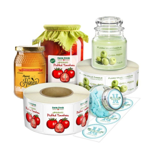 Canned food stickers customization Mango strawberry canned food logo fruit synthetic paper label sticker printing