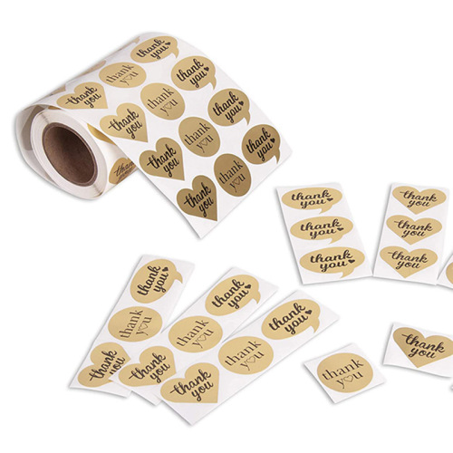 Kraft paper self-adhesive label stickers custom heart-shaped bubble-shaped Thank you colorful packaging sealing stickers