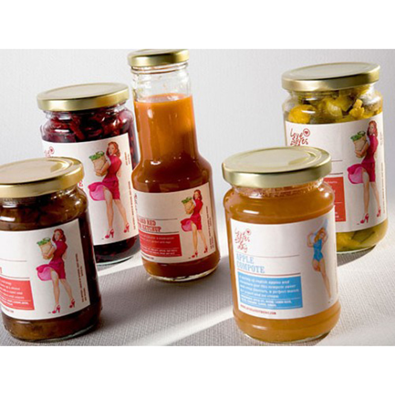 PVC waterproof canned food self-adhesive label stickers custom glass jar fruit synthetic paper label stickers printing