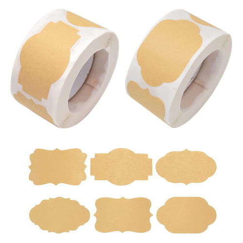 Blank kraft paper stickers can be printed and handwritten. Spice jar special-shaped waterproof self-adhesive label stickers can be customized