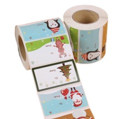 Coated paper roll stickers custom square color waterproof handwritten Christmas decoration stickers