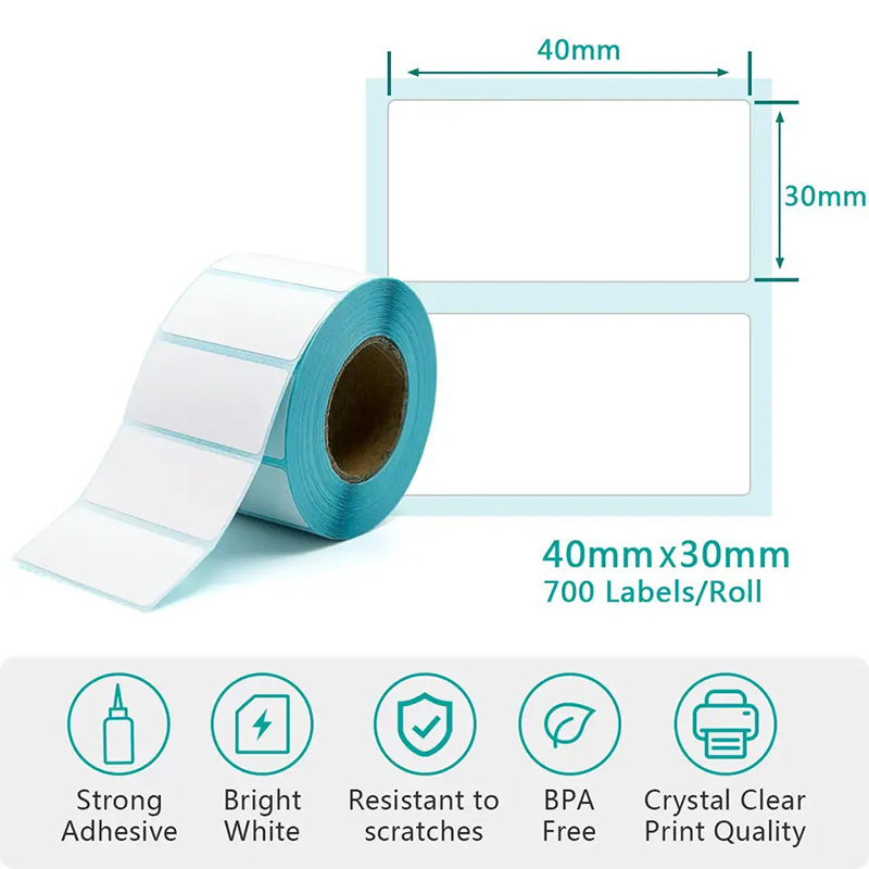 Coated paper self-adhesive label printing paper customization Multi-specification white barcode sticker thermal paper factory direct supply