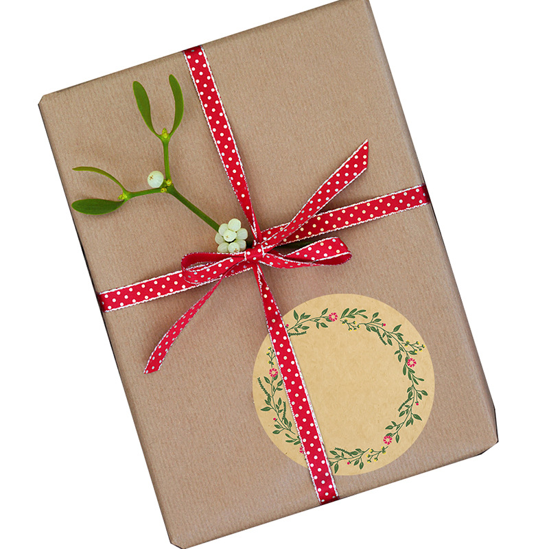 Gift packaging handwritten blessing stickers sealing stickers custom kraft paper flower plant stickers