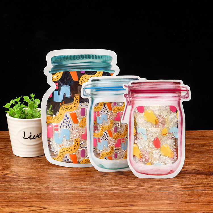 Custom color printing snack stand up bag composite sealed bottle snack biscuit dried fruit packaging bag jewelry bag