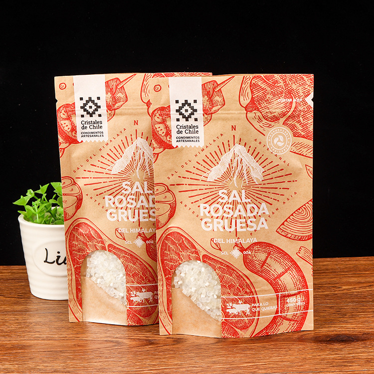 Customized food grade kraft paper packaging bag snack fruit kraft paper zipper self-sealing bag aluminized bag