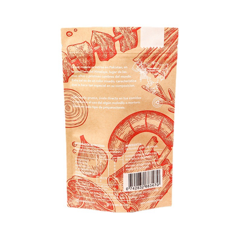 Customized food grade kraft paper packaging bag snack fruit kraft paper zipper self-sealing bag aluminized bag