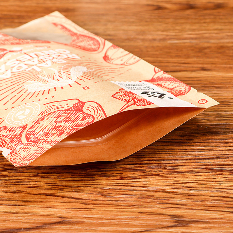Customized food grade kraft paper packaging bag snack fruit kraft paper zipper self-sealing bag aluminized bag