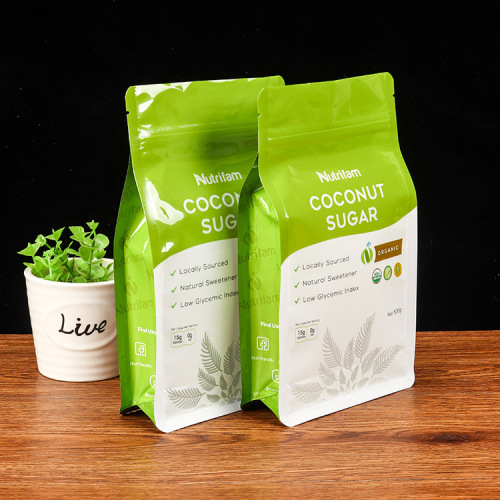 Custom eight-side sealed snack bag transparent frosted self-supporting bag nuts kraft paper bag grain thickened dog food cat litter bag