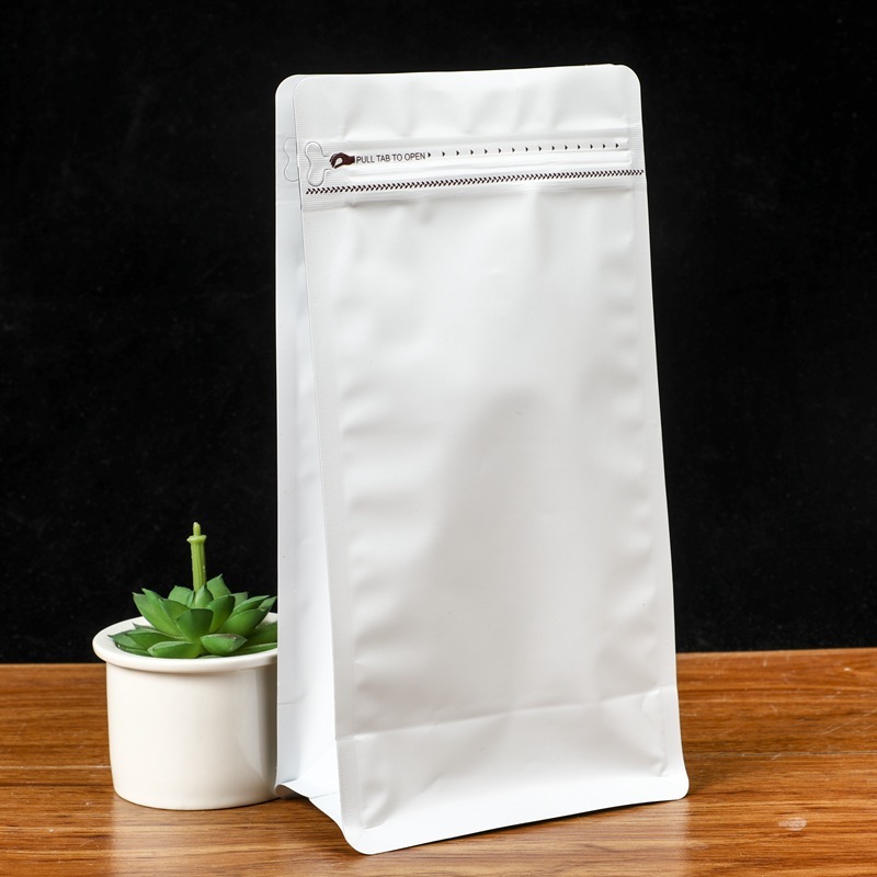 Custom eight-side sealed coffee bag air valve aluminum foil tea packaging bag coffee beans self-standing coffee powder sealed ziplock bag