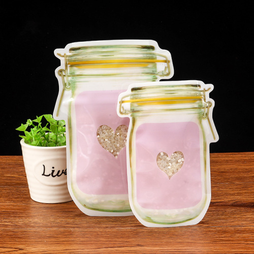 Customized bottle shaped stand up bag plastic packaging zipper bag jewelry packaging bag export color ziplock bag printing