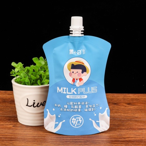 Supply beverage juice milk self-supporting nozzle bag takeaway packaging pearl milk tea bag aluminum foil soy milk bag