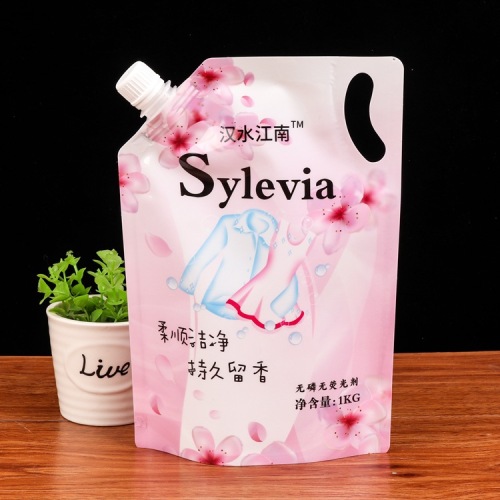 Custom 1 kg oblique mouth packaging bag liquid packaging plastic bag laundry detergent self-standing nozzle bag laundry detergent bag