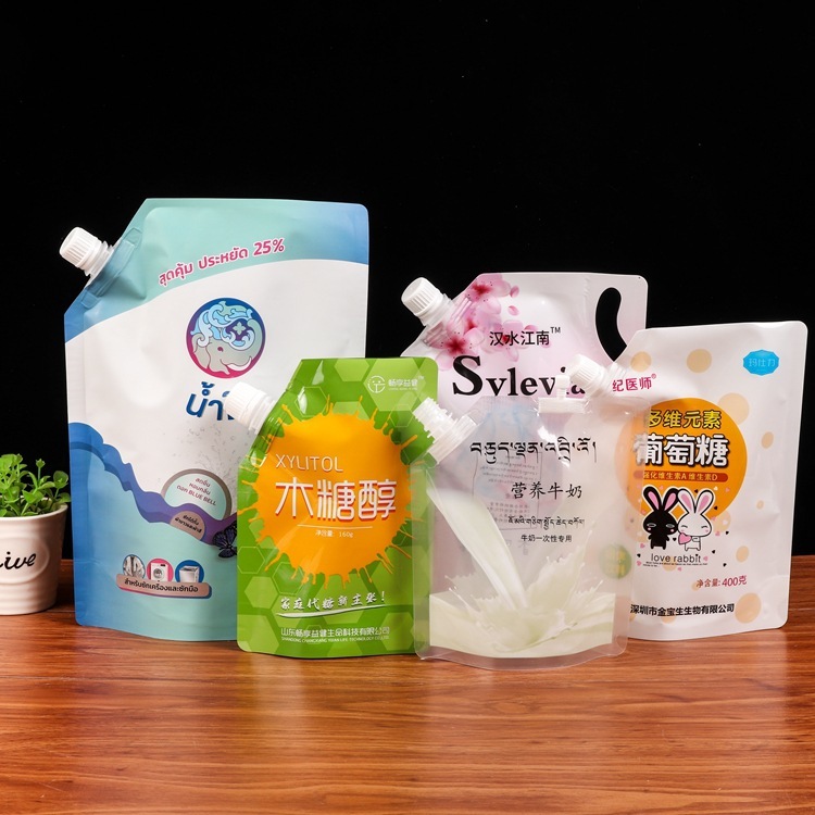 Customized hand sanitizer self-supporting spout bag milk beverage packaging bag