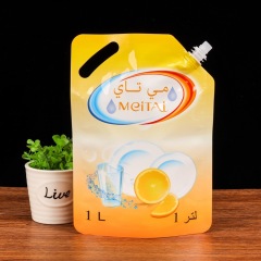 Printed portable self-standing nozzle laundry detergent packaging bag juice food bag supply free design