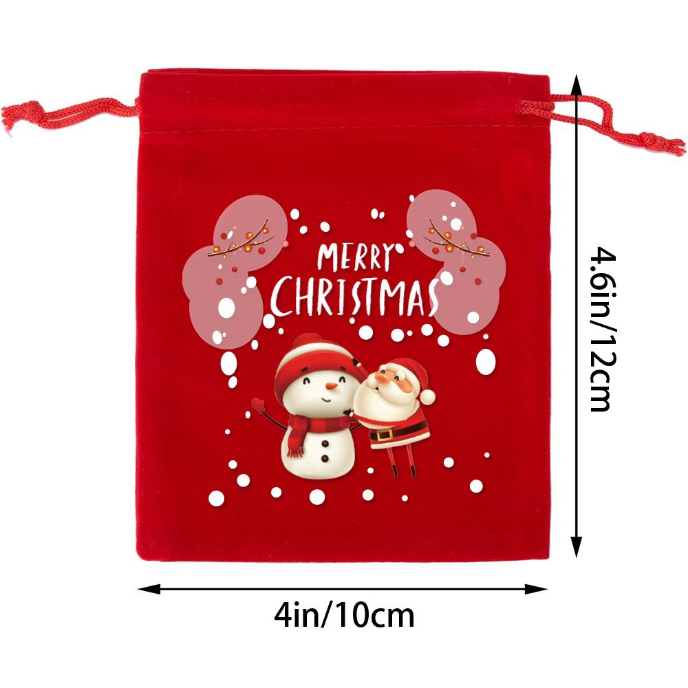 Christmas flannel gift bag children's candy bag Christmas apple bag drawstring packaging bag
