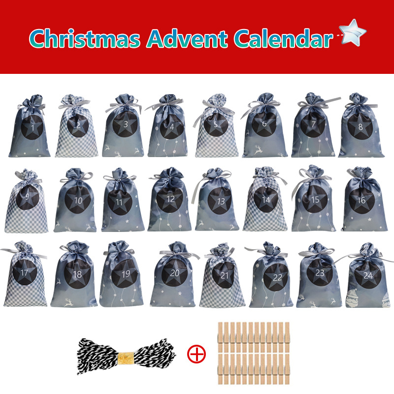 Christmas Advent Calendar Drawstring Bag Party Small Fabric Bag Party Gift Bag Set