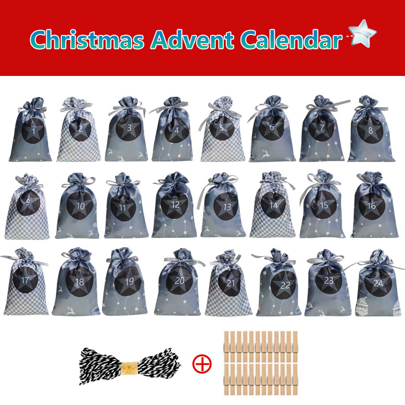 Christmas Advent Calendar Drawstring Bag Party Small Fabric Bag Party Gift Bag Set