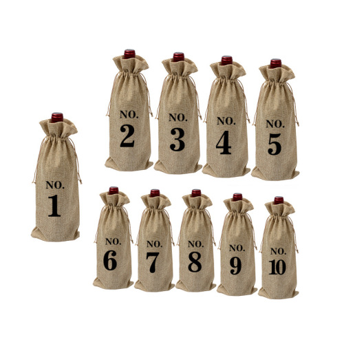 Linen wine bag digital wine bag set European wedding retro imitation linen wine packaging blind tasting bag