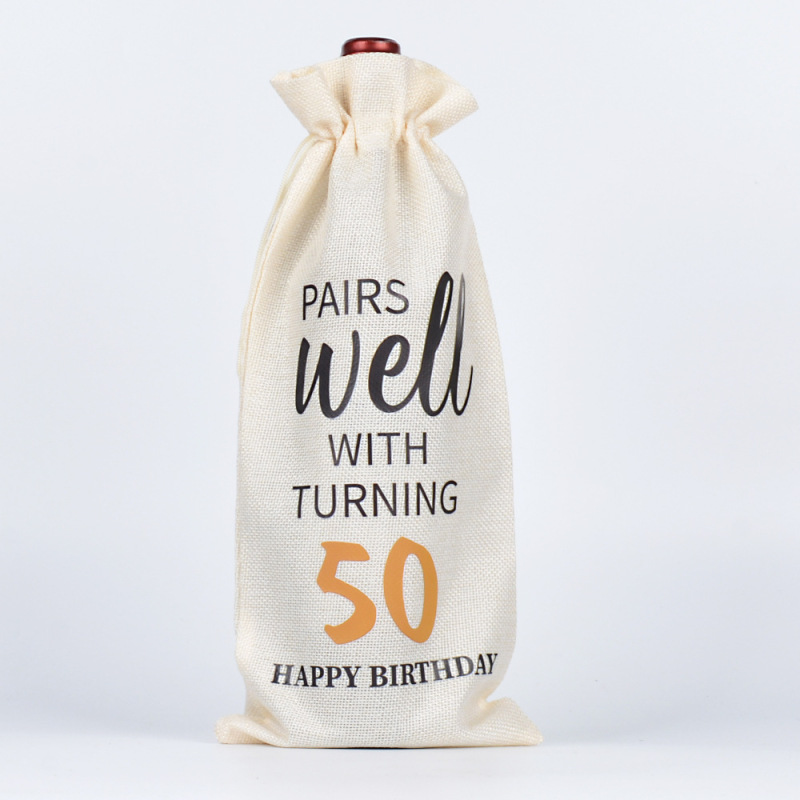 Anniversary Wine Bottle Drawstring Bag Birthday Party Wine Champagne Decorative Storage Bag