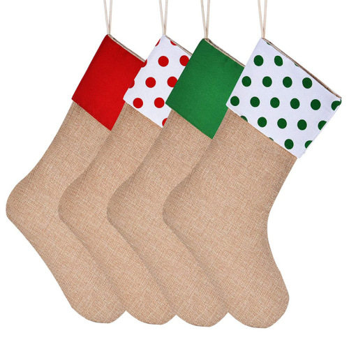 Christmas socks imitation linen candy bag cartoon children hanging bag cloth packaging ready stock
