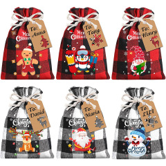 Customized Christmas cotton drawstring bag Drawstring storage candy small gift packaging bag manufacturers wholesale