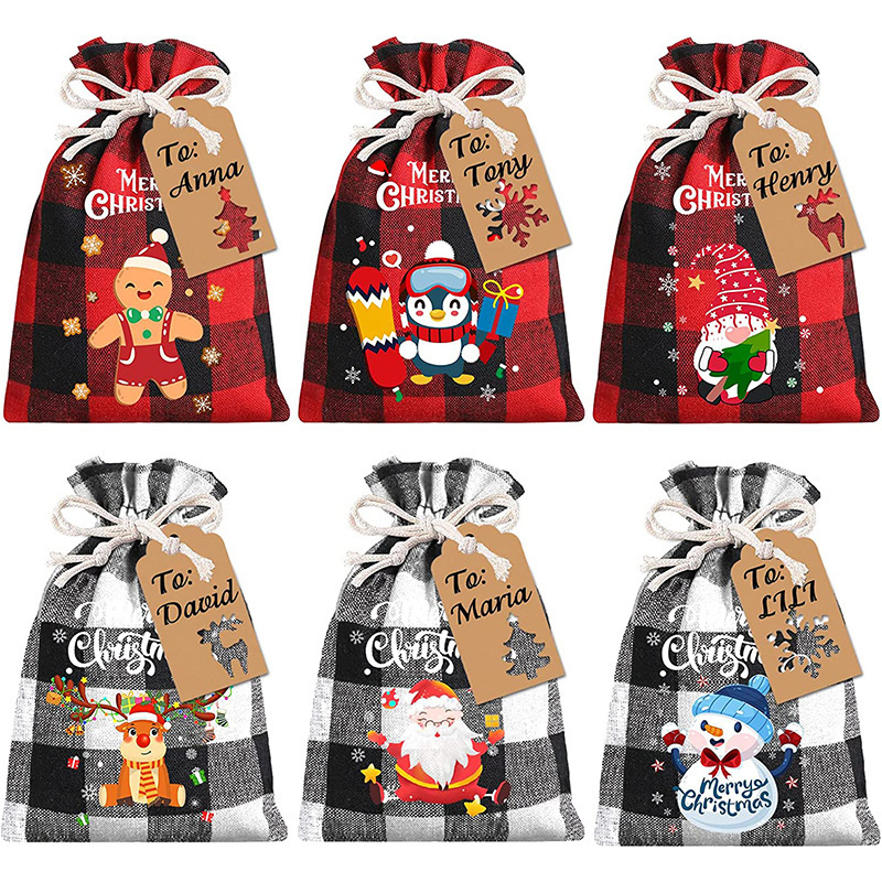Customized Christmas cotton drawstring bag Drawstring storage candy small gift packaging bag manufacturers wholesale