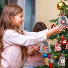 Amazon new felt gift drawstring bag 24 number stickers Christmas advent calendar set in stock