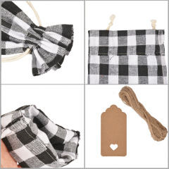 New Christmas Plaid Red Wine Bag Set Buffalo Plaid Wine Bottle Bag Party Gift Bag Plaid Cotton Drawstring Bag
