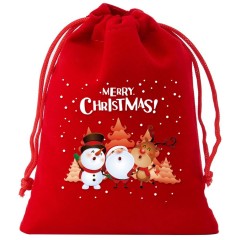 Christmas flannel gift bag children's candy bag Christmas apple bag drawstring packaging bag