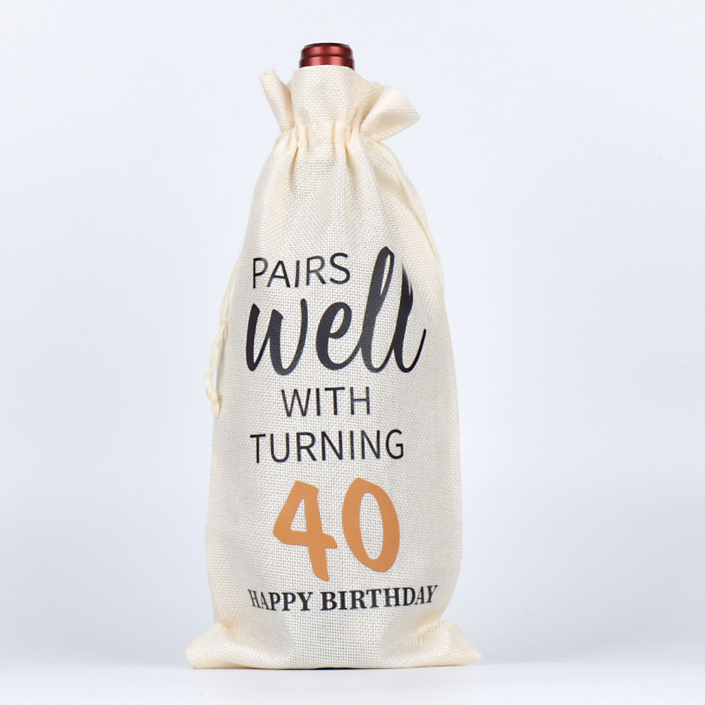 Anniversary Wine Bottle Drawstring Bag Birthday Party Wine Champagne Decorative Storage Bag