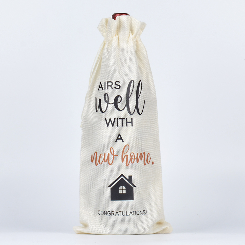 Anniversary Wine Bottle Drawstring Bag Birthday Party Wine Champagne Decorative Storage Bag