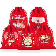 Christmas flannel gift bag children's candy bag Christmas apple bag drawstring packaging bag