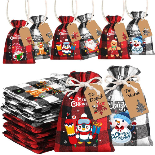 Customized Christmas cotton drawstring bag Drawstring storage candy small gift packaging bag manufacturers wholesale