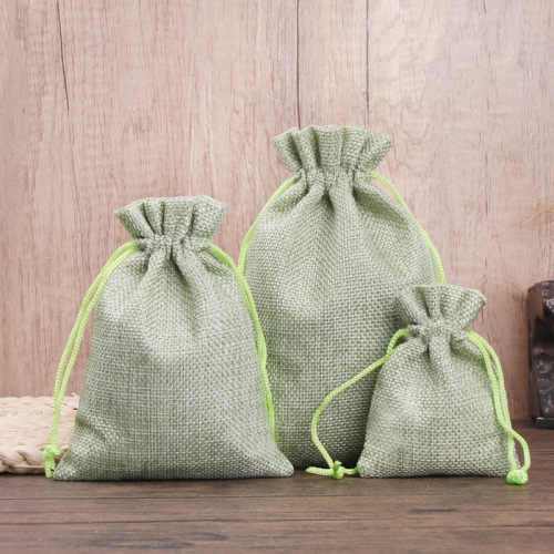 Linen drawstring bag in stock drawstring gift jewelry bracelet dustproof packaging bag linen drawstring bag custom made