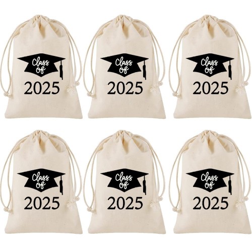 Graduation Season Canvas Drawstring Bag Bachelor Hat Party Cotton Gift Bag