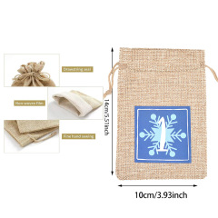 Hot sale Amazon luminous linen linen bag set 1-24 countdown calendar hanging bag drawstring gift candy bag