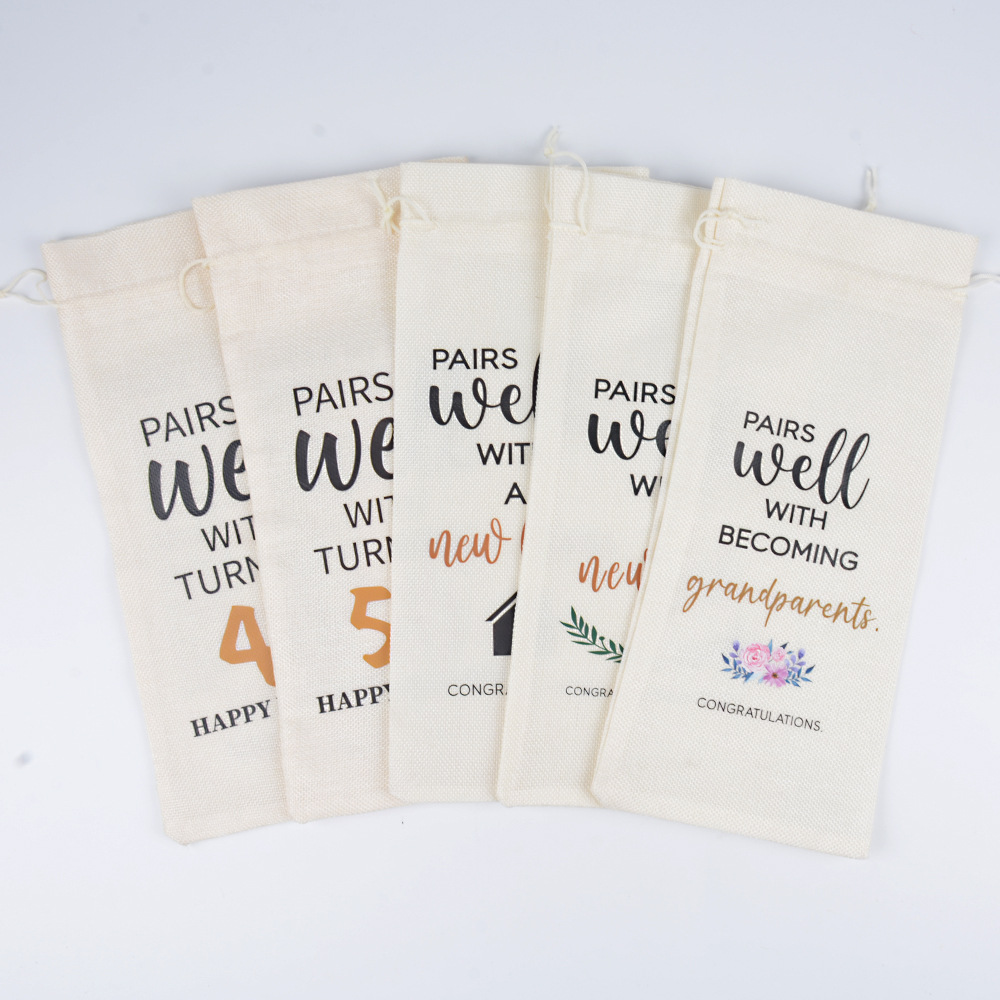 Anniversary Wine Bottle Drawstring Bag Birthday Party Wine Champagne Decorative Storage Bag