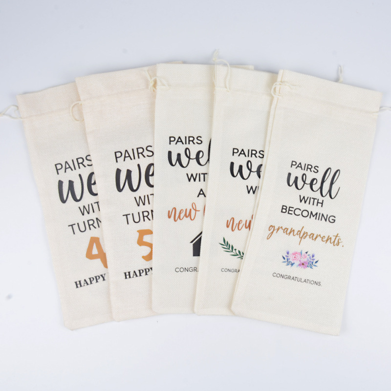 Anniversary Wine Bottle Drawstring Bag Birthday Party Wine Champagne Decorative Storage Bag