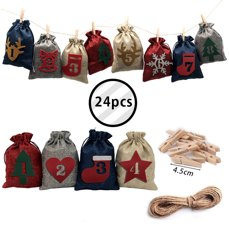 Amazon new felt gift drawstring bag 24 number stickers Christmas advent calendar set in stock