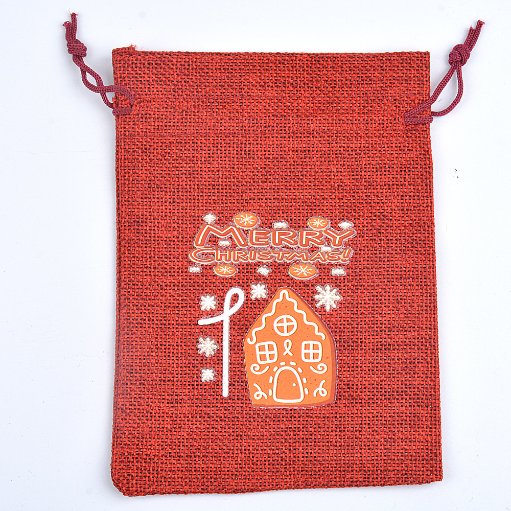 3 Color Linen Nylon Rope Christmas Set Advent Countdown 1-24 Calendar Gift Bag Candy Packaging Drawstring Bag
