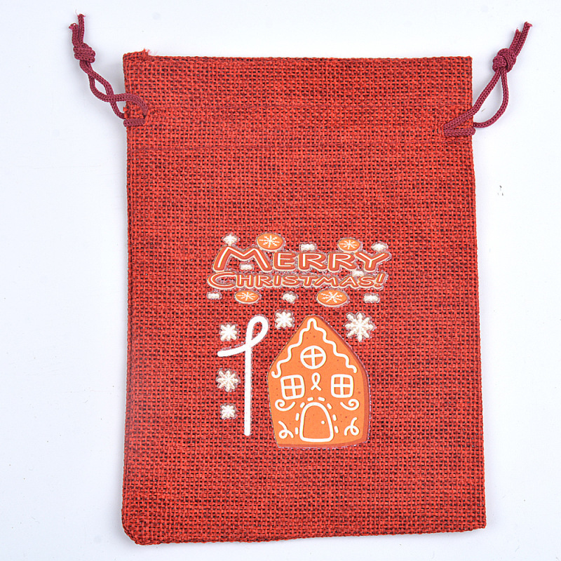 3 Color Linen Nylon Rope Christmas Set Advent Countdown 1-24 Calendar Gift Bag Candy Packaging Drawstring Bag