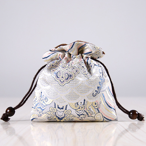 Colorful Embroidered Silk Velvet Drawstring Bag Gift Jewelry Storage Coin Satin Bag