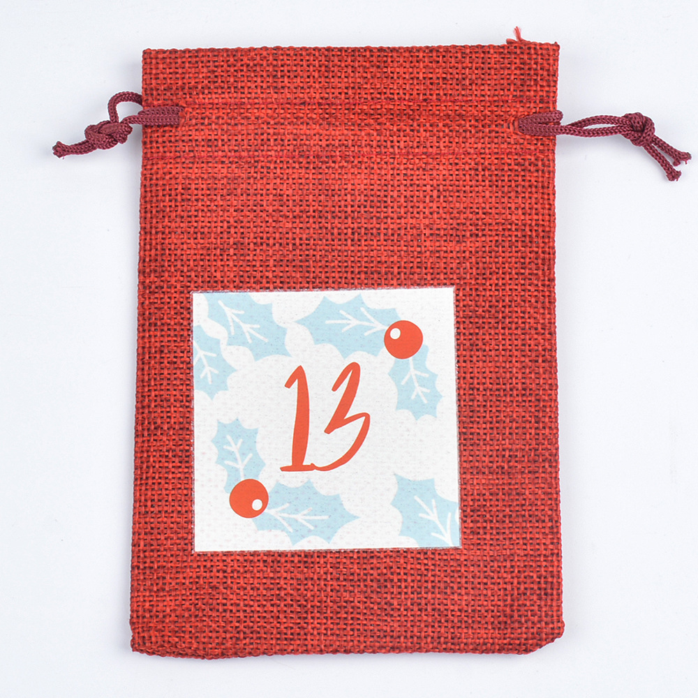 New Christmas 3-color linen bag set Advent 1-24 digital advent calendar Christmas gift bag