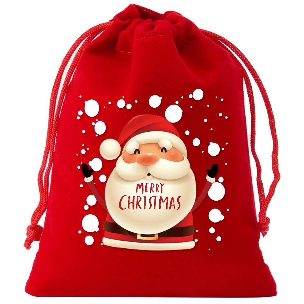 Christmas flannel gift bag children's candy bag Christmas apple bag drawstring packaging bag