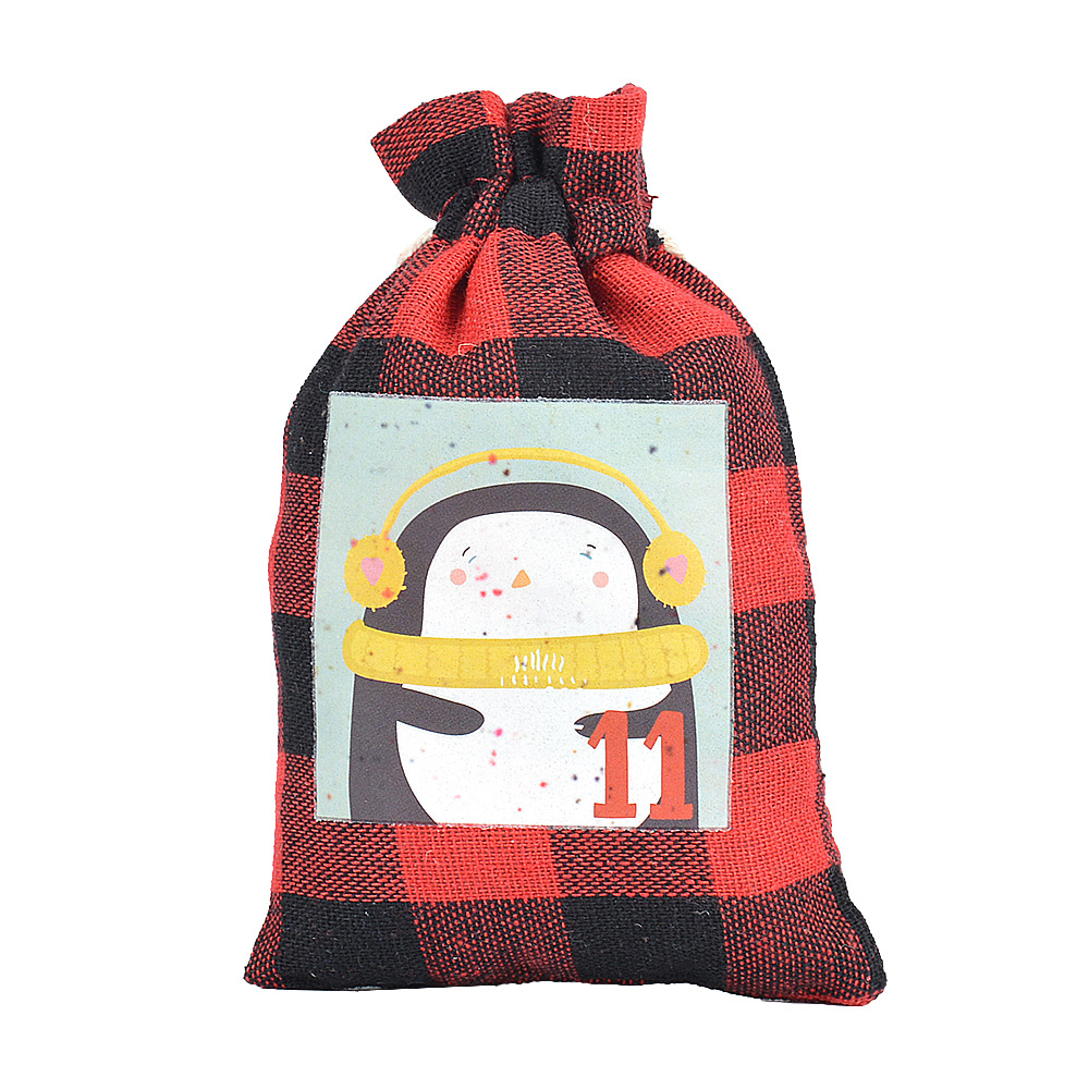 New Christmas cotton gift bag drawstring bag countdown 1-24 gift bag advent calendar bag